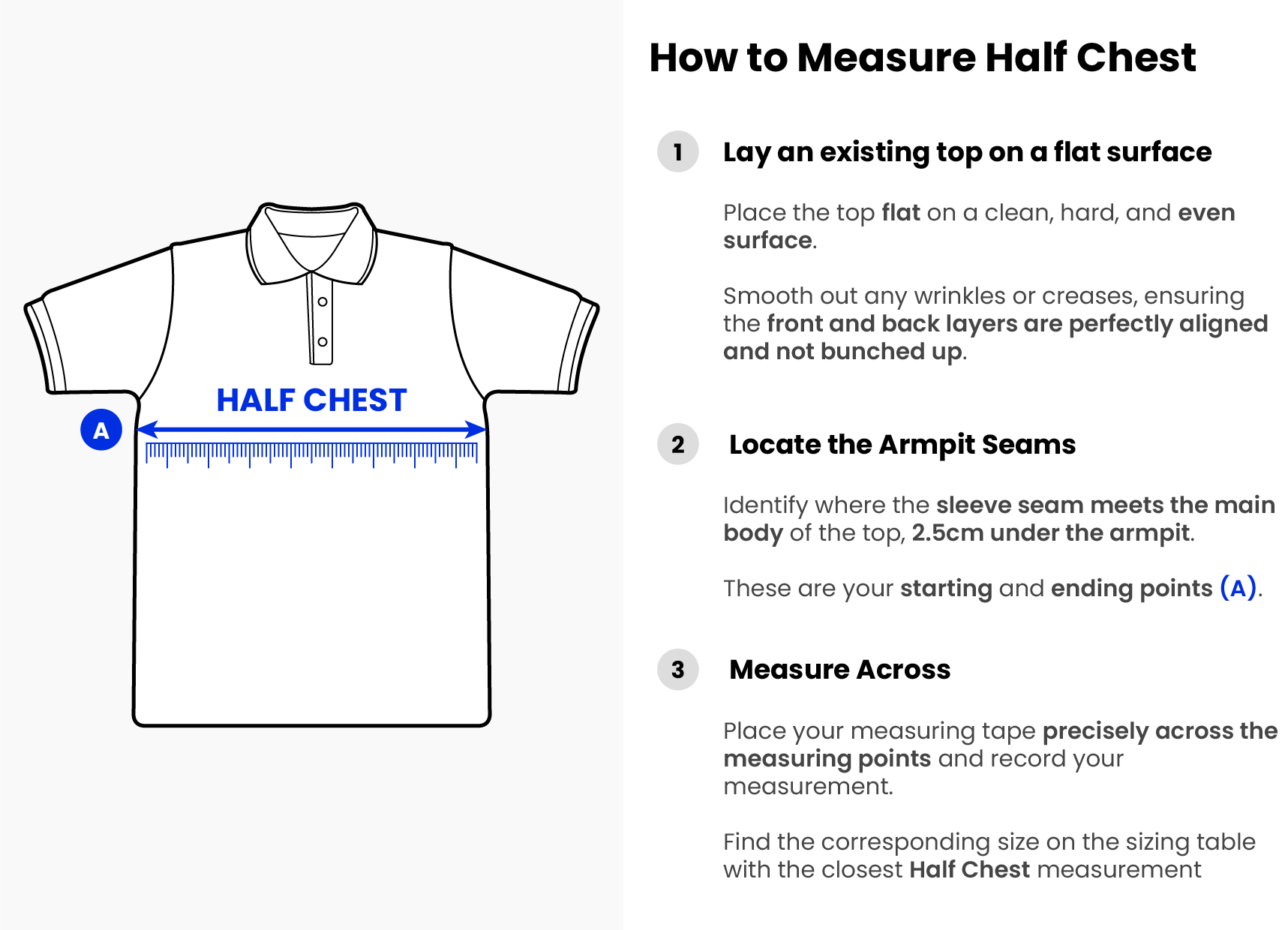 How to measure half chest (Garment Measurement)